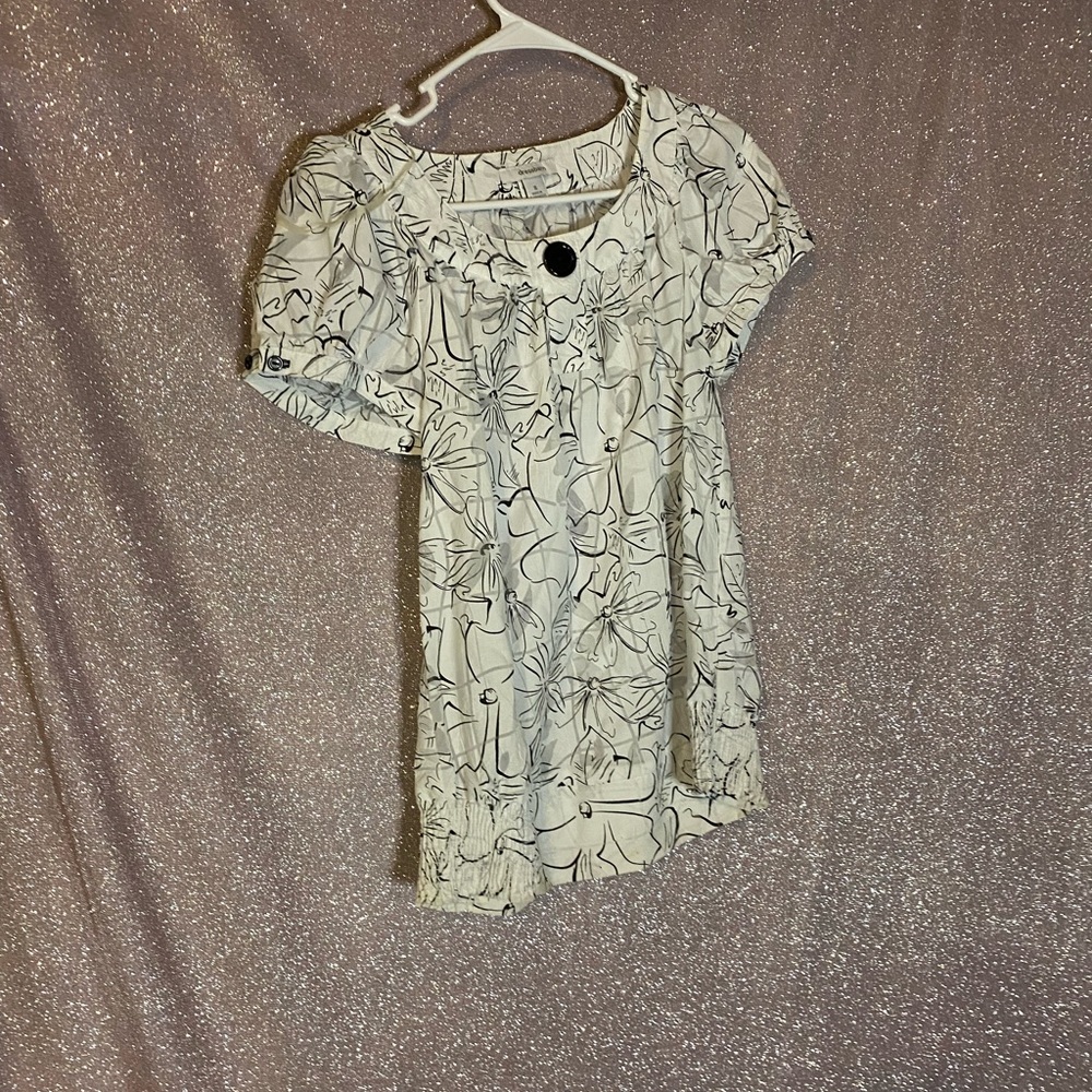 Black and white floral blouse